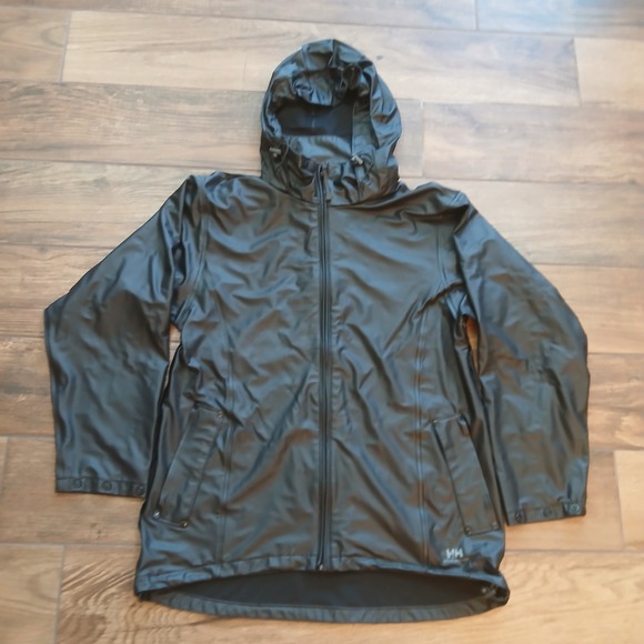 Helly Hansen Rain Jacket Women's Small Black Voss Waterproof Hooded Outdoors - Picture 1 of 12